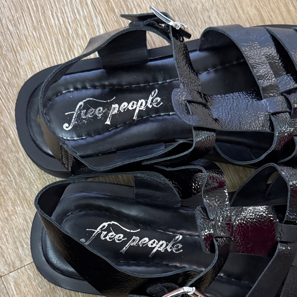 Free People Finn Platform Fisherman Sandal Black Patent Leather Size 41 US 10 - Picture 14 of 14